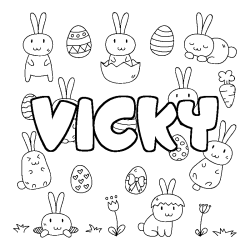 Coloring page first name VICKY - Easter background