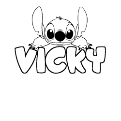 Coloring page first name VICKY - Stitch background