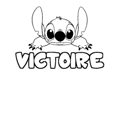 Coloring page first name VICTOIRE - Stitch background