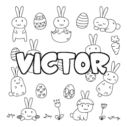 Coloring page first name VICTOR - Easter background
