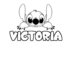 Coloring page first name VICTORIA - Stitch background