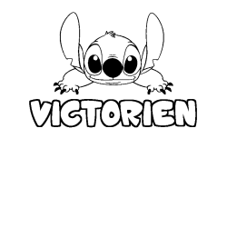Coloring page first name VICTORIEN - Stitch background