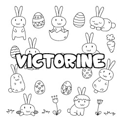 Coloring page first name VICTORINE - Easter background