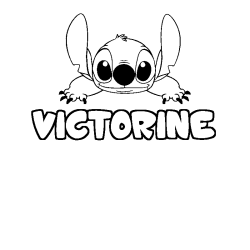 Coloring page first name VICTORINE - Stitch background