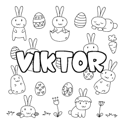 Coloring page first name VIKTOR - Easter background