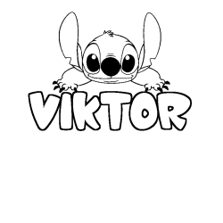 Coloring page first name VIKTOR - Stitch background