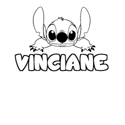 Coloring page first name VINCIANE - Stitch background