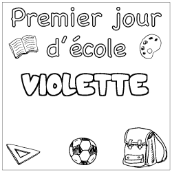 Coloring page first name VIOLETTE - School First day background