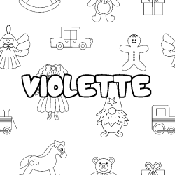 Coloring page first name VIOLETTE - Toys background