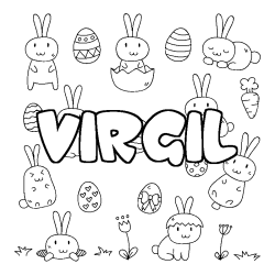 Coloring page first name VIRGIL - Easter background