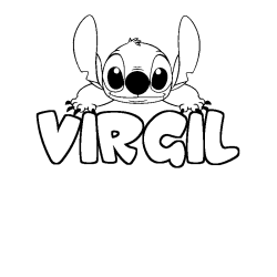 Coloring page first name VIRGIL - Stitch background