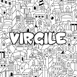 Coloring page first name VIRGILE - City background