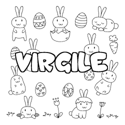 Coloring page first name VIRGILE - Easter background
