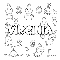 Coloring page first name VIRGINIA - Easter background