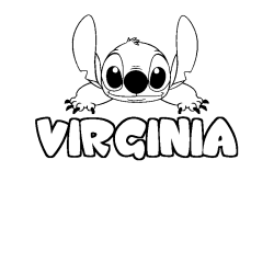 Coloring page first name VIRGINIA - Stitch background