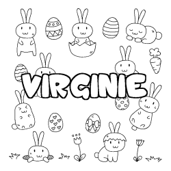 Coloring page first name VIRGINIE - Easter background