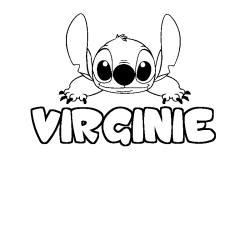 Coloring page first name VIRGINIE - Stitch background