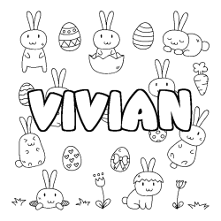 Coloring page first name VIVIAN - Easter background