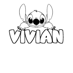 Coloring page first name VIVIAN - Stitch background