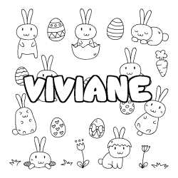 Coloring page first name VIVIANE - Easter background