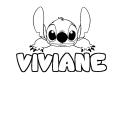 Coloring page first name VIVIANE - Stitch background