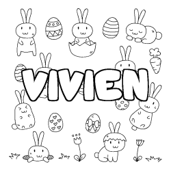 Coloring page first name VIVIEN - Easter background