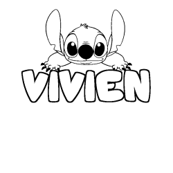 Coloring page first name VIVIEN - Stitch background