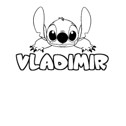Coloring page first name VLADIMIR - Stitch background