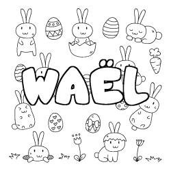 Coloring page first name WAËL - Easter background