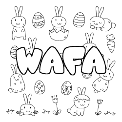Coloring page first name WAFA - Easter background