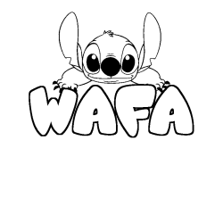 Coloring page first name WAFA - Stitch background