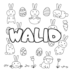 Coloring page first name WALID - Easter background