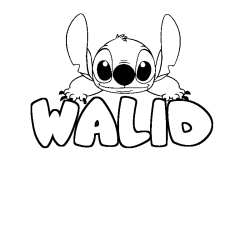 Coloring page first name WALID - Stitch background