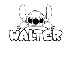 Coloring page first name WALTER - Stitch background
