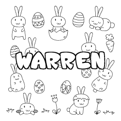 Coloring page first name WARREN - Easter background