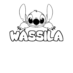 Coloring page first name WASSILA - Stitch background