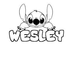 Coloring page first name WESLEY - Stitch background