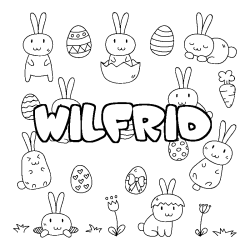 Coloring page first name WILFRID - Easter background