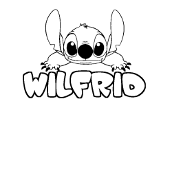 Coloring page first name WILFRID - Stitch background