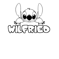 Coloring page first name WILFRIED - Stitch background