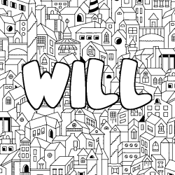 Coloring page first name WILL - City background