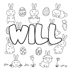 Coloring page first name WILL - Easter background