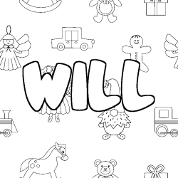 Coloring page first name WILL - Toys background