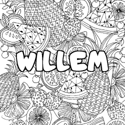 WILLEM - Fruits mandala background coloring