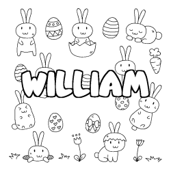 Coloring page first name WILLIAM - Easter background