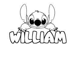 Coloring page first name WILLIAM - Stitch background