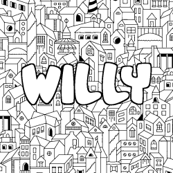 Coloring page first name WILLY - City background