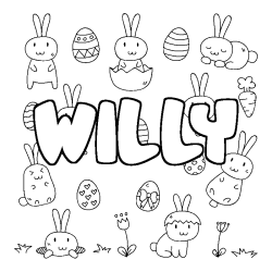 Coloring page first name WILLY - Easter background