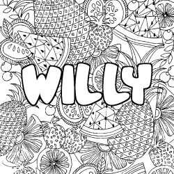 Coloring page first name WILLY - Fruits mandala background