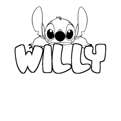 Coloring page first name WILLY - Stitch background